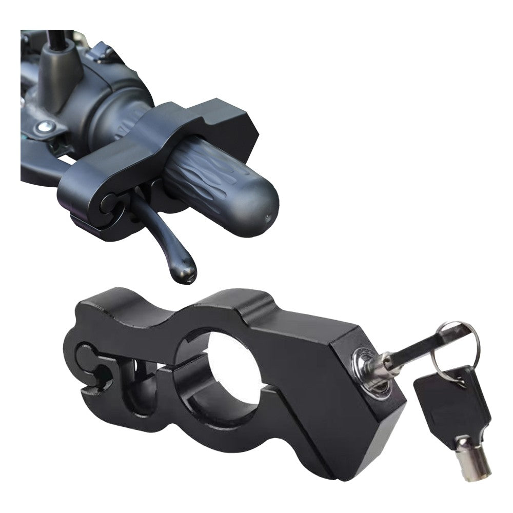 Motorcycle Bicycle Handlebar Anti-Theft Lock Grip Security Accessory - Black