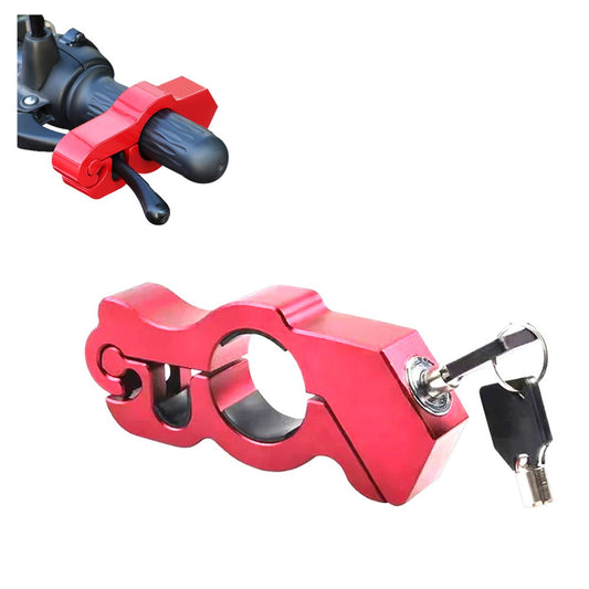 Motorcycle Bicycle Handlebar Anti-Theft Lock Grip Security Accessory - Red