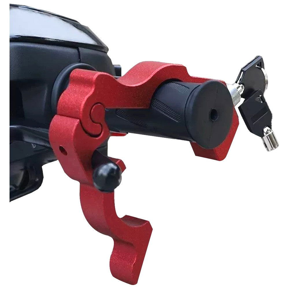 Motorcycle Bicycle Handlebar Anti-Theft Lock Grip Security Accessory - Red