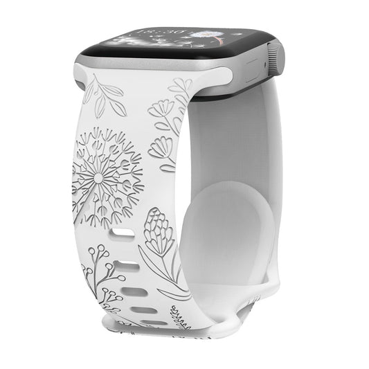 Dandelion Print Watch Band Replacement Strap for Apple Watch 38/40/41mm - White