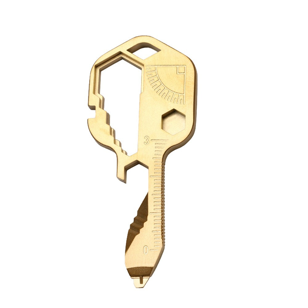 24-in-1 Key-shaped Multi-Tool Keychain - Gold