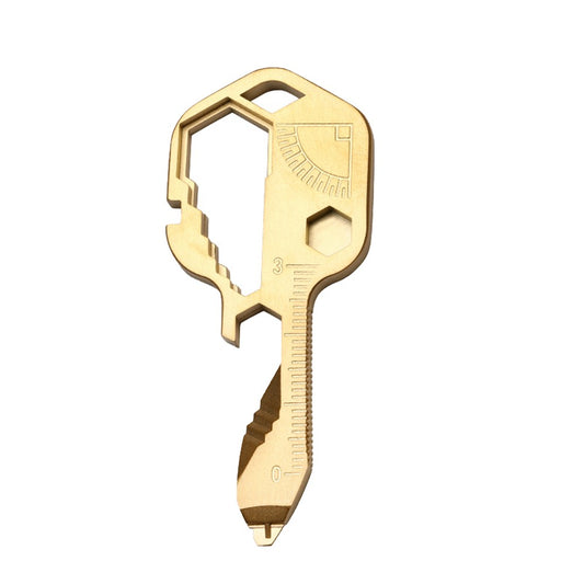 24-in-1 Key-shaped Multi-Tool Keychain - Gold