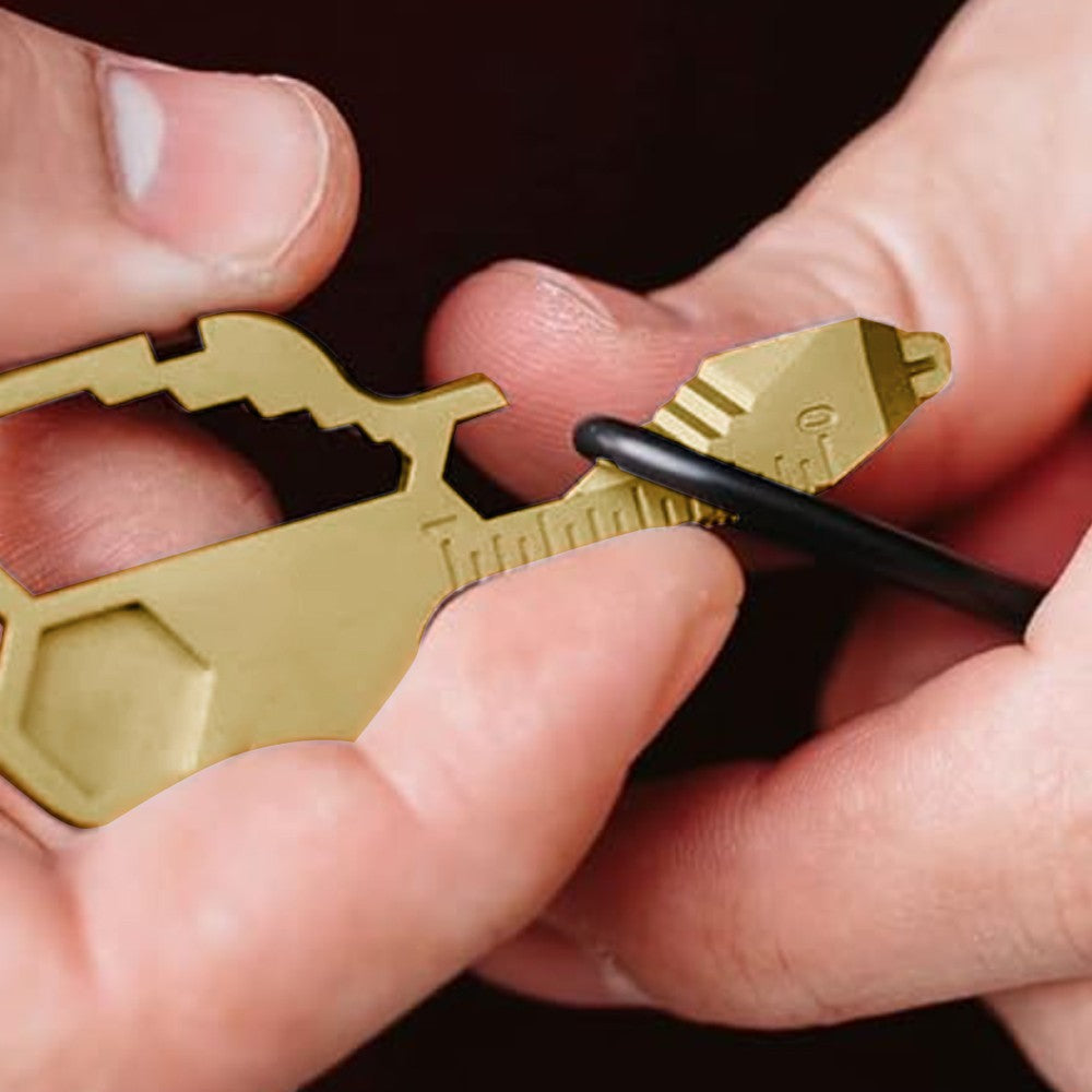 24-in-1 Key-shaped Multi-Tool Keychain - Gold