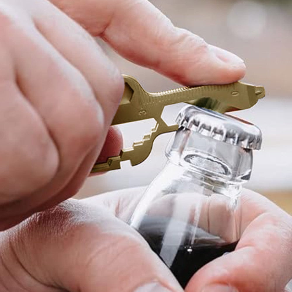 24-in-1 Key-shaped Multi-Tool Keychain - Gold
