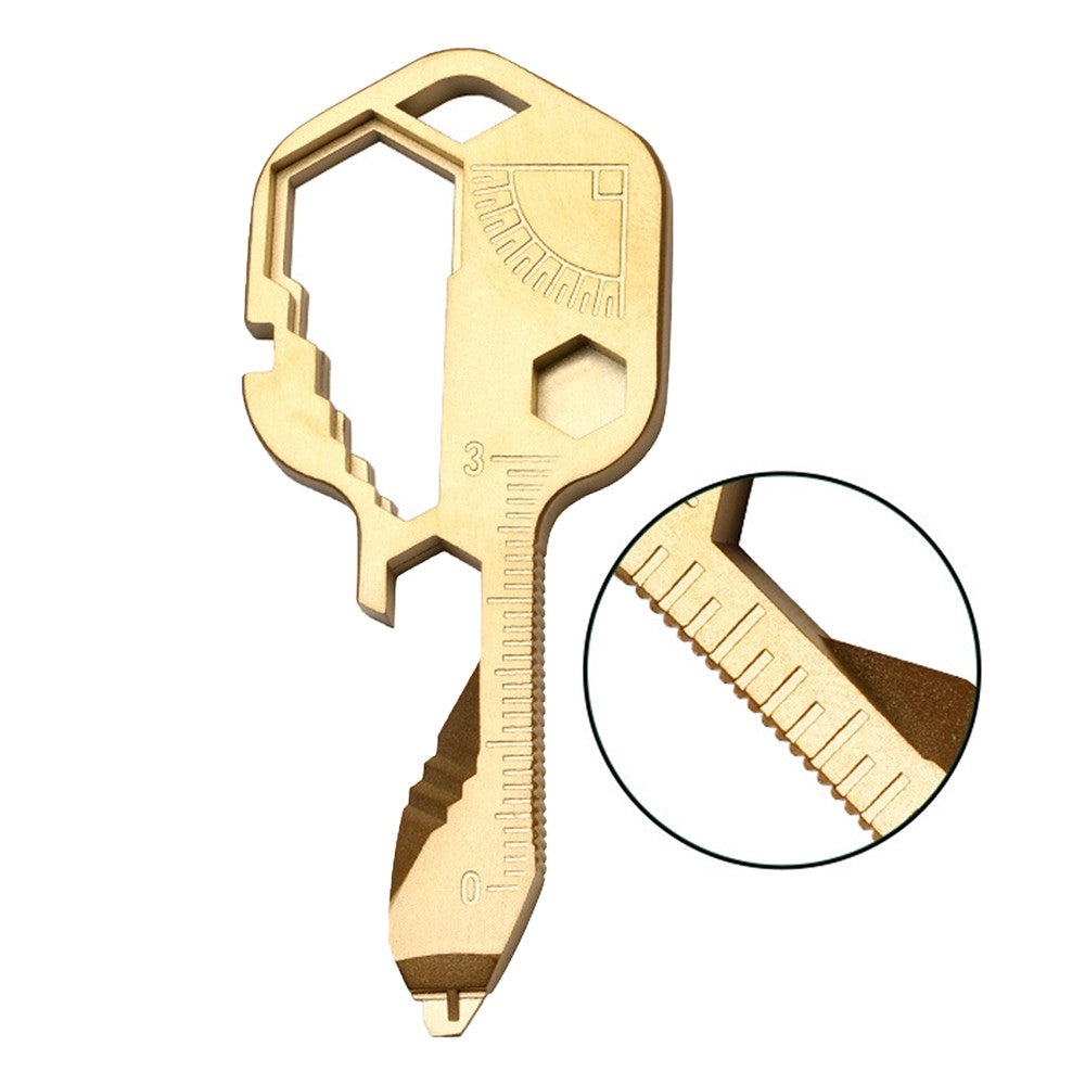 24-in-1 Key-shaped Multi-Tool Keychain - Gold