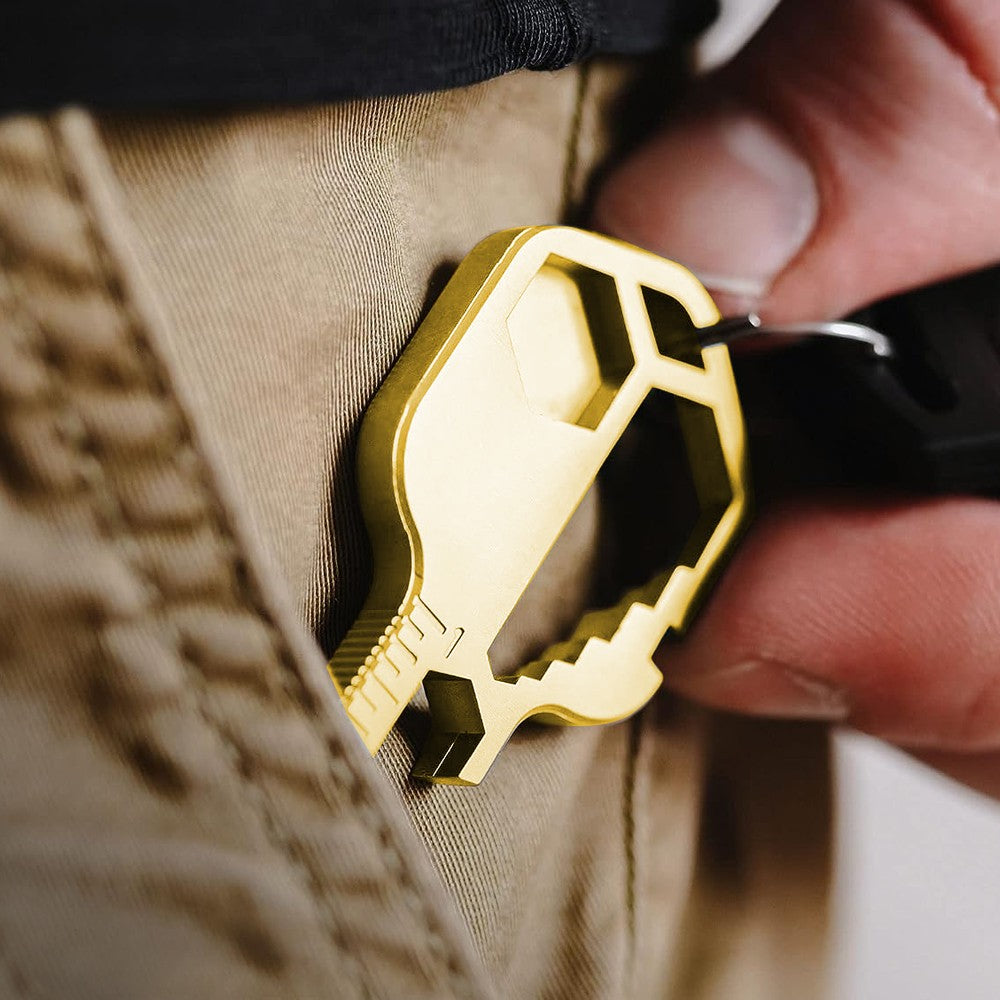 24-in-1 Key-shaped Multi-Tool Keychain - Gold