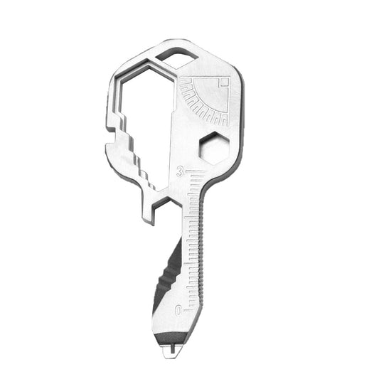 24-in-1 Key-shaped Multi-Tool Keychain - Silver