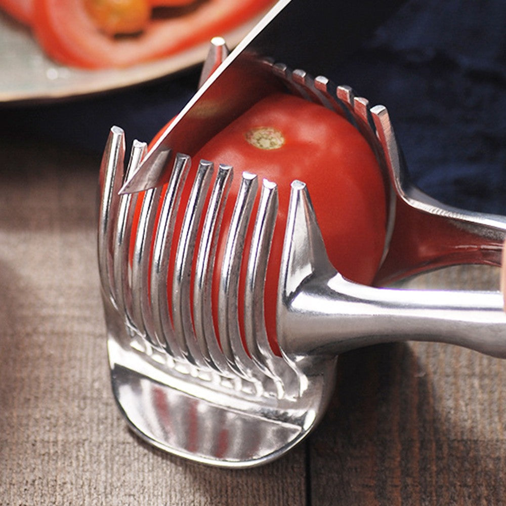 2Pcs Handheld Lemon Slicer Tomato Slicing Tool Fruit Tongs Cutting Aid Gadget