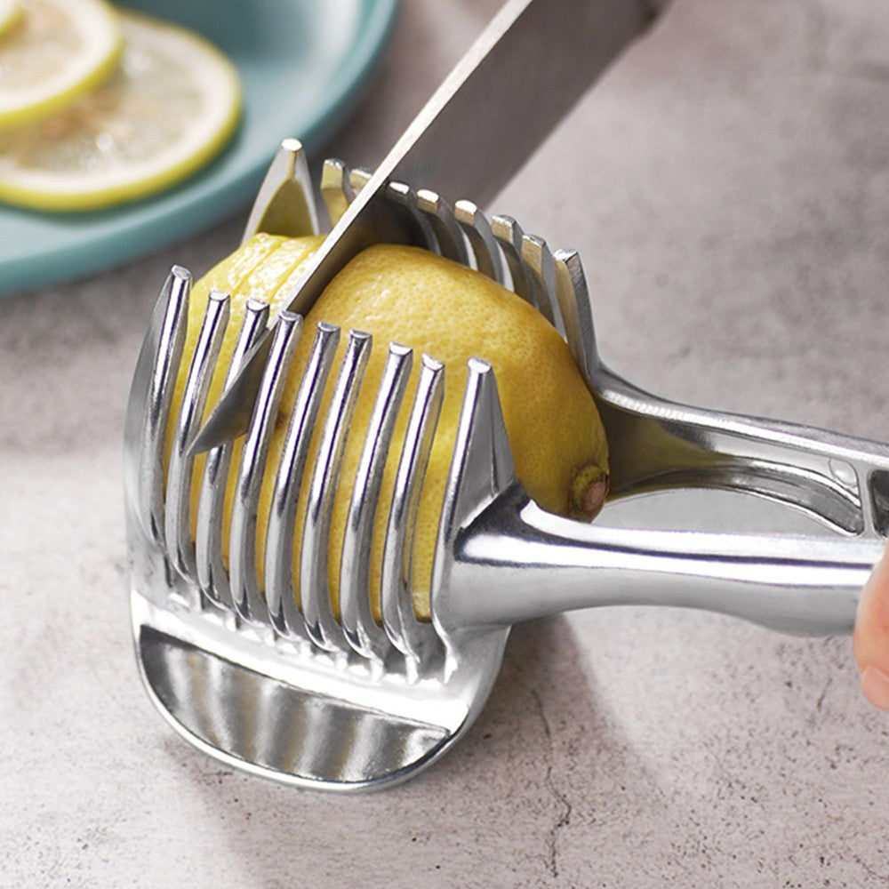 2Pcs Handheld Lemon Slicer Tomato Slicing Tool Fruit Tongs Cutting Aid Gadget