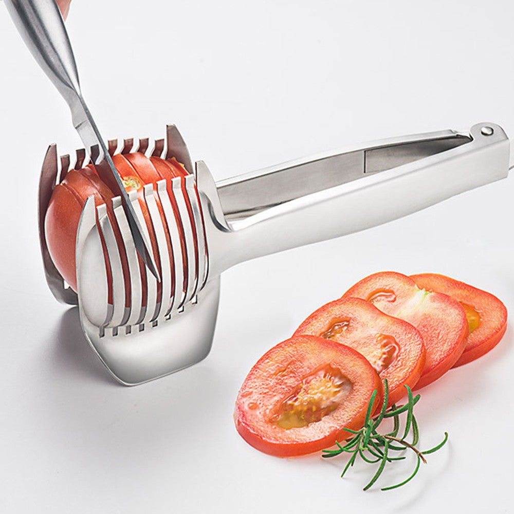 2Pcs Handheld Lemon Slicer Tomato Slicing Tool Fruit Tongs Cutting Aid Gadget