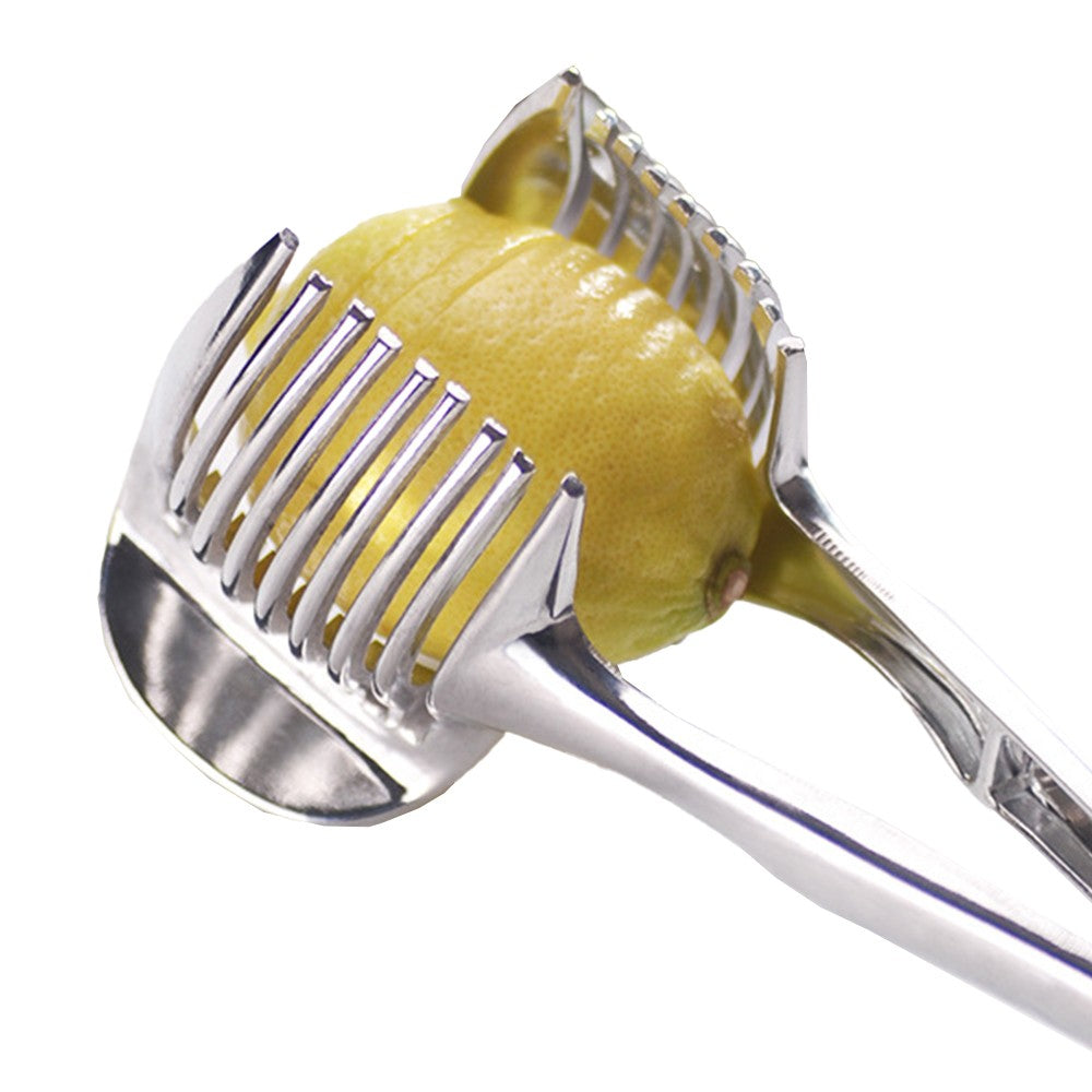 2Pcs Handheld Lemon Slicer Tomato Slicing Tool Fruit Tongs Cutting Aid Gadget