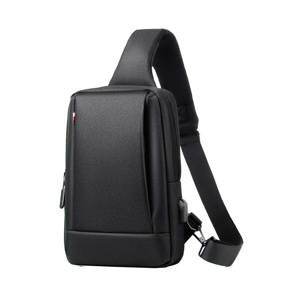 Unisex Shoulder Sling Bag Chest Bag Crossbody Bag with USB Charging Port - Black