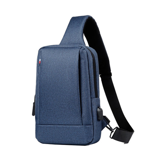 Unisex Shoulder Sling Bag Chest Bag Crossbody Bag with USB Charging Port - Blue