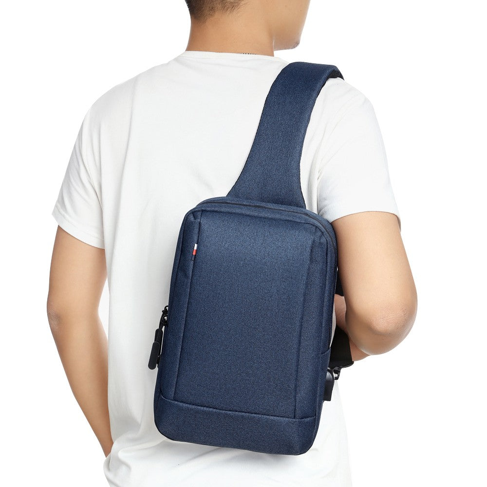 Unisex Shoulder Sling Bag Chest Bag Crossbody Bag with USB Charging Port - Blue
