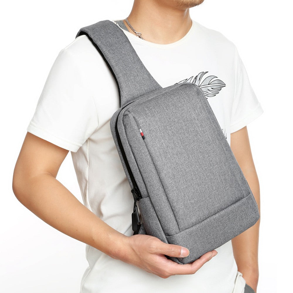 Unisex Shoulder Sling Bag Chest Bag Crossbody Bag with USB Charging Port - Grey