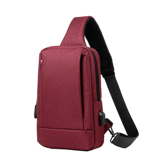 Unisex Shoulder Sling Bag Chest Bag Crossbody Bag with USB Charging Port - Red