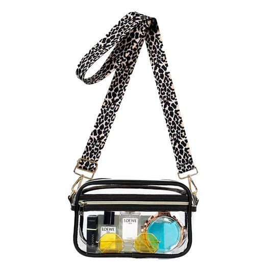 Stadium Approved Clear Crossbody Bag Transparent Shoulder Bag - Black Edge