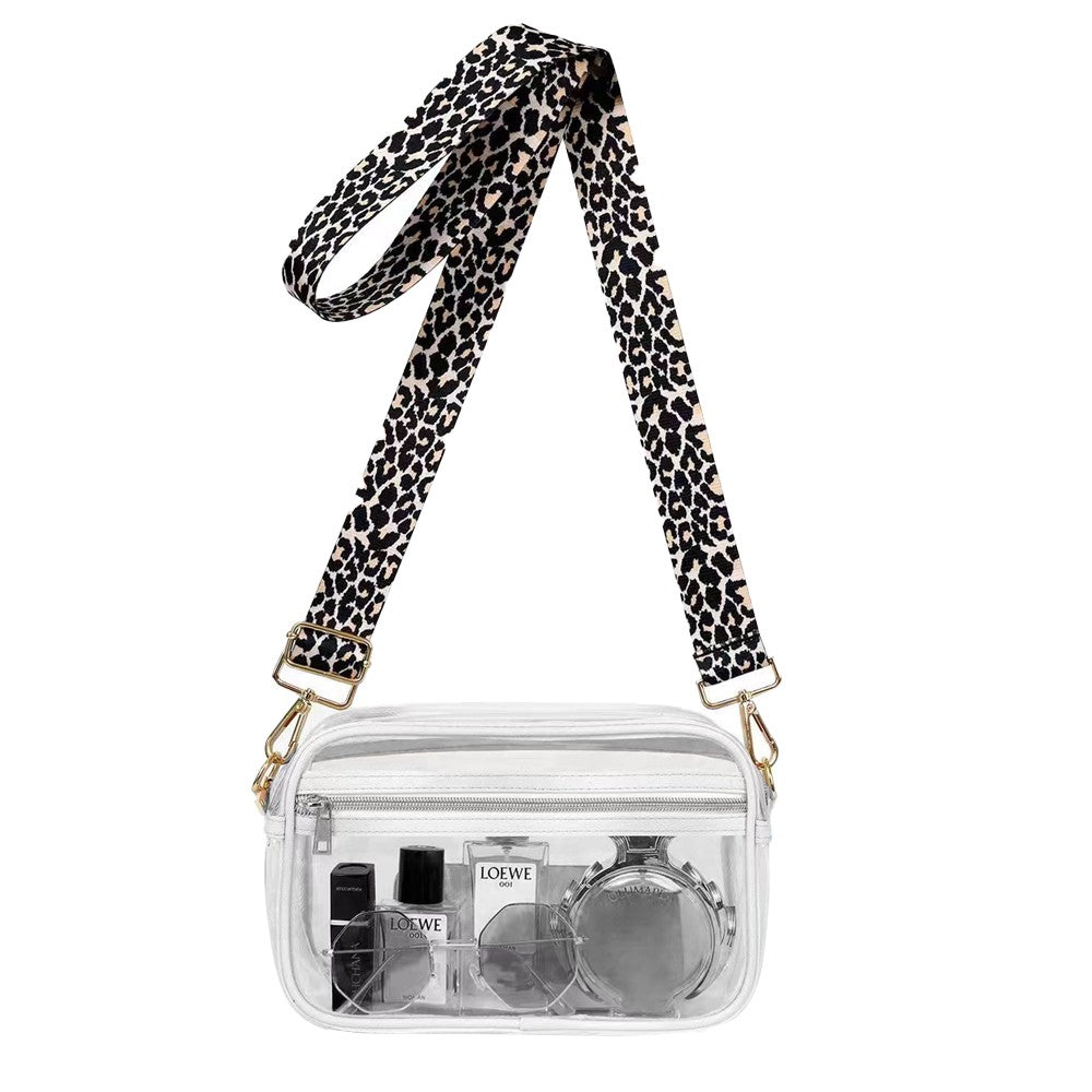 Stadium Approved Clear Crossbody Bag Transparent Shoulder Bag - White Edge