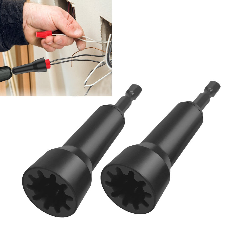 2Pcs 1/4 inch Chuck Wire Nut Twister Multifunctional Wire Twisting Tool - Black