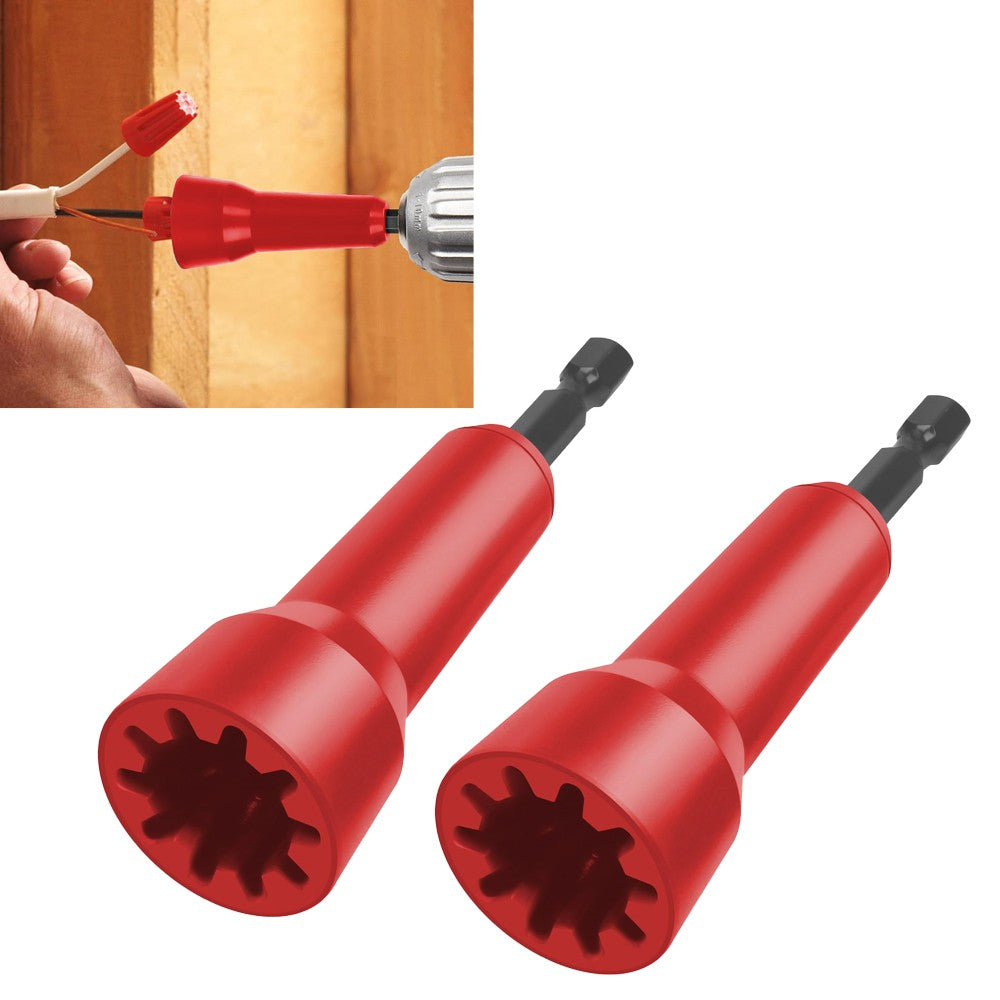 2Pcs 1/4 inch Chuck Wire Nut Twister Multifunctional Wire Twisting Tool - Red