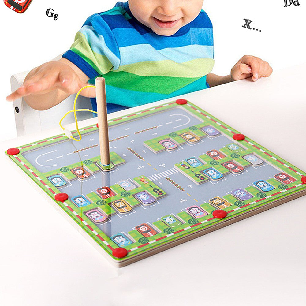 Magnetic Letter Matching Parking Maze Montessori Toddler Early Learning Board