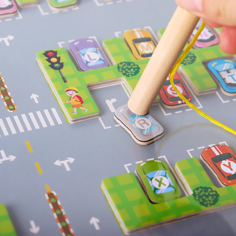 Magnetic Letter Matching Parking Maze Montessori Toddler Early Learning Board