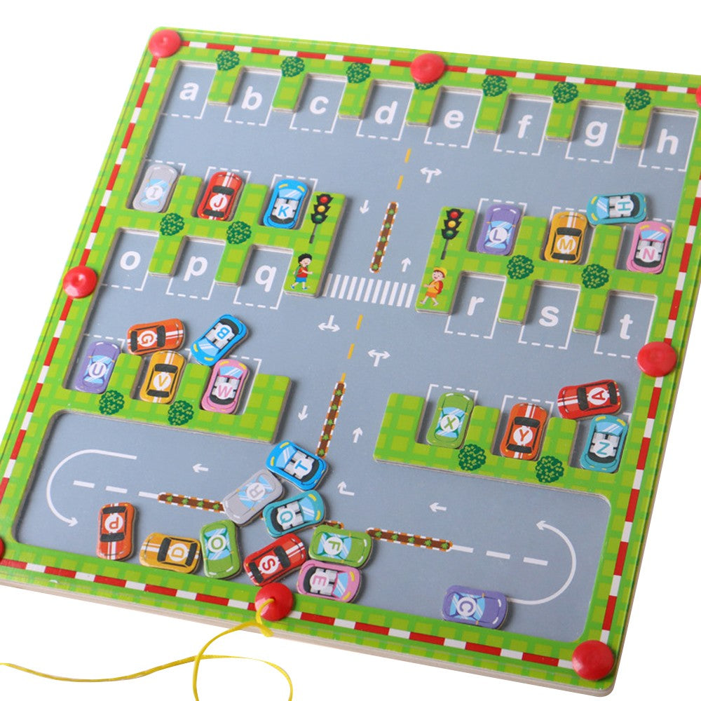 Magnetic Letter Matching Parking Maze Montessori Toddler Early Learning Board
