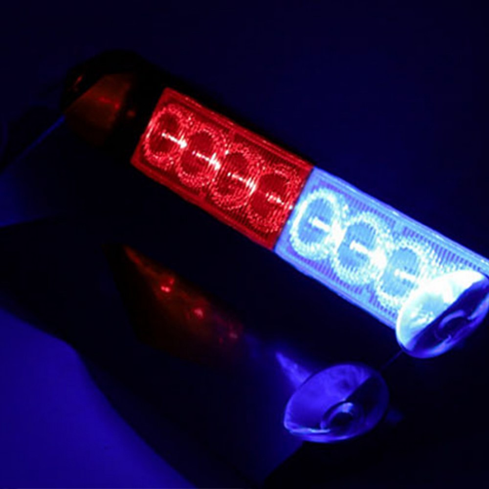 Red Blue Car Police Strobe Flash Light Dash Urgency 3 Flashing Lamp DC 12V