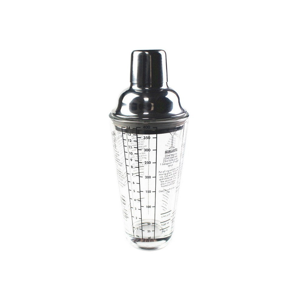 400ml Glass Cocktail Martini Drink Shaker with Recipe Marking Barware