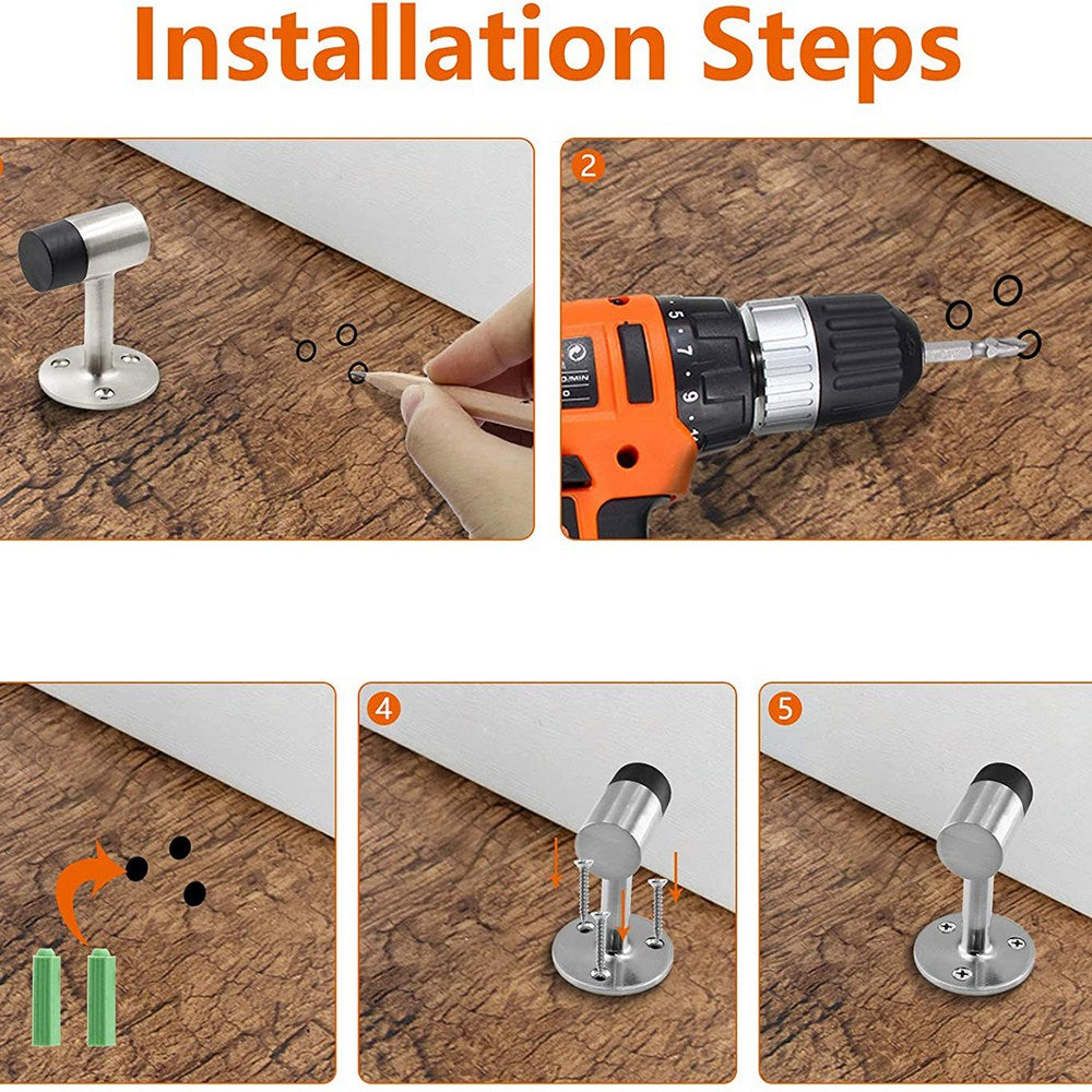 2Pcs 75mm Heavy Duty Floor Stop Stainless Steel Door Stopper