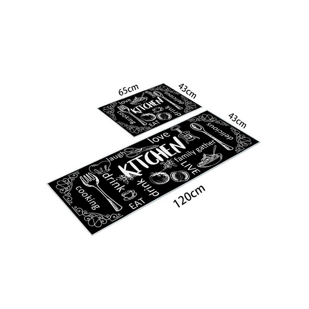 PVC Leather Kitchen Rug and Mats for Kitchen Sink Office Standing Desk Black