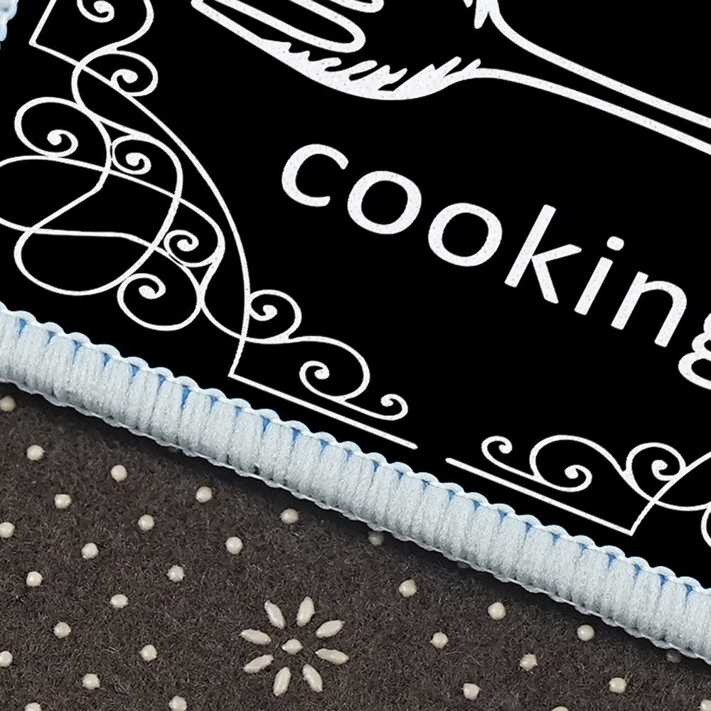 PVC Leather Kitchen Rug and Mats for Kitchen Sink Office Standing Desk Black