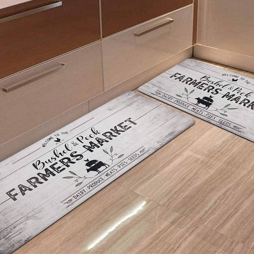 PVC Leather Kitchen Rug and Mats for Kitchen Sink Office Standing Desk White