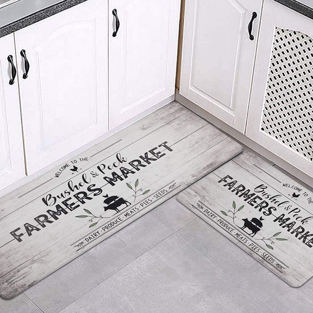 PVC Leather Kitchen Rug and Mats for Kitchen Sink Office Standing Desk White