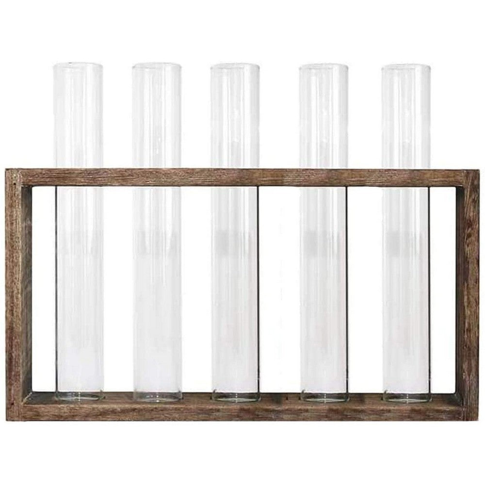 Wall Hanging Glass Planter Tabletop Plant Terrarium Flower Vase with 5 Test Tube