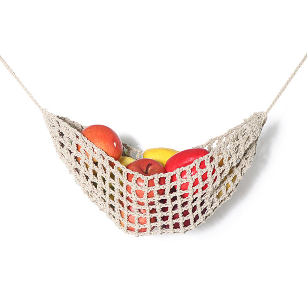 Woven Fruit Hammock Holder Cotton Under Cabinet Hanging Net Basket