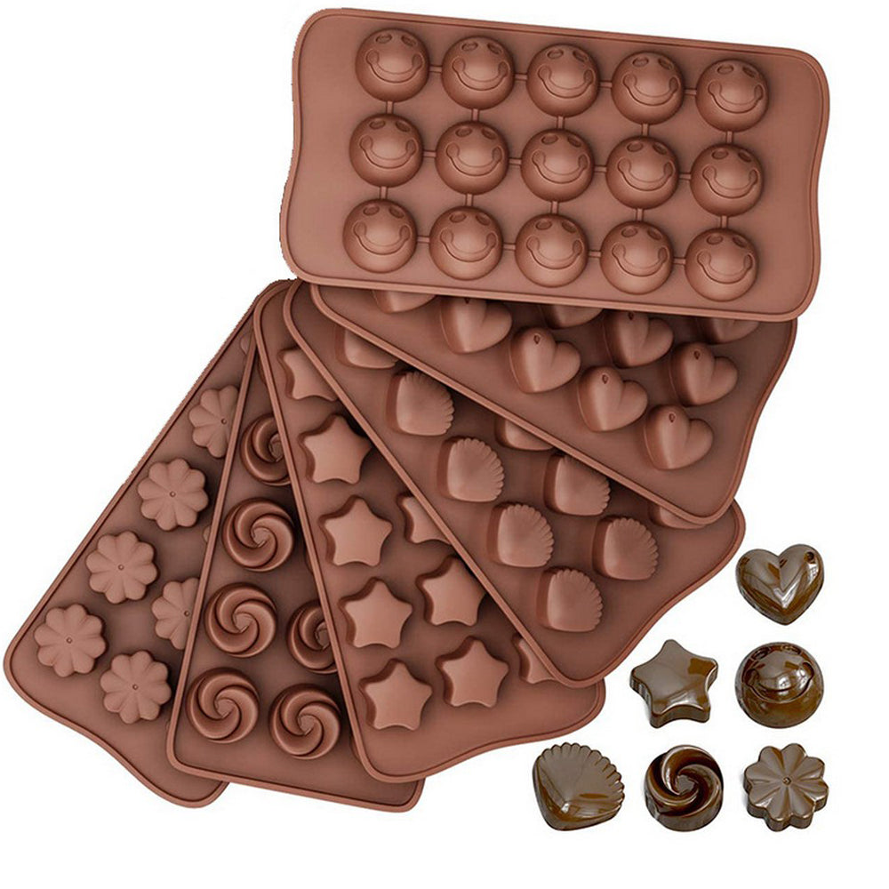 6Pcs Silicone Chocolate Moulds Baking Cake Moulds Jelly Candy Cookie Molds