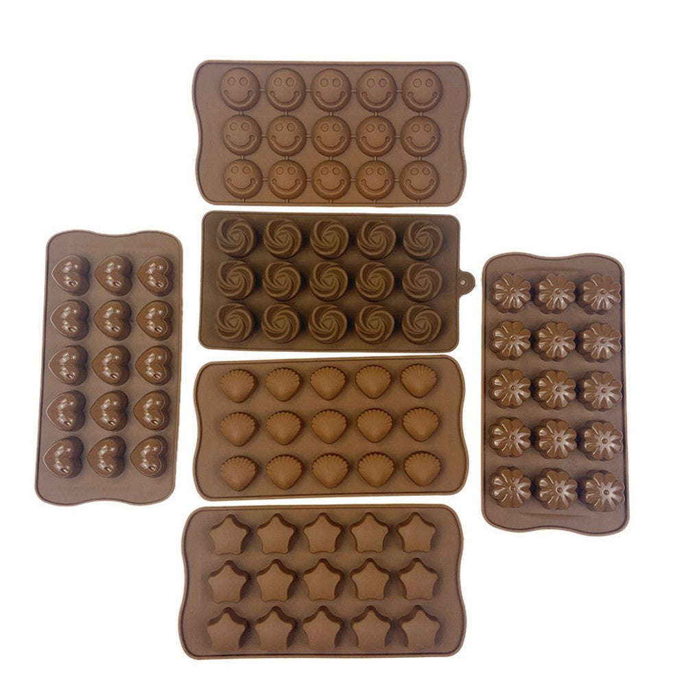 6Pcs Silicone Chocolate Moulds Baking Cake Moulds Jelly Candy Cookie Molds