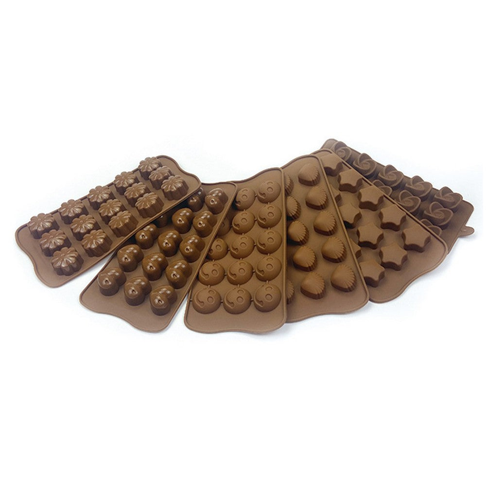 6Pcs Silicone Chocolate Moulds Baking Cake Moulds Jelly Candy Cookie Molds