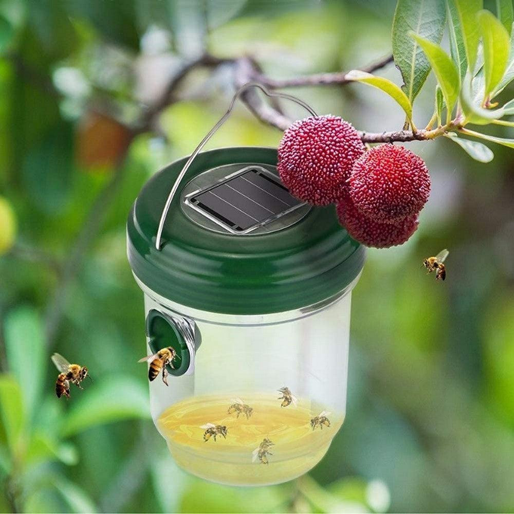 2 X Solar Powered Hanging Wasp Trap Green