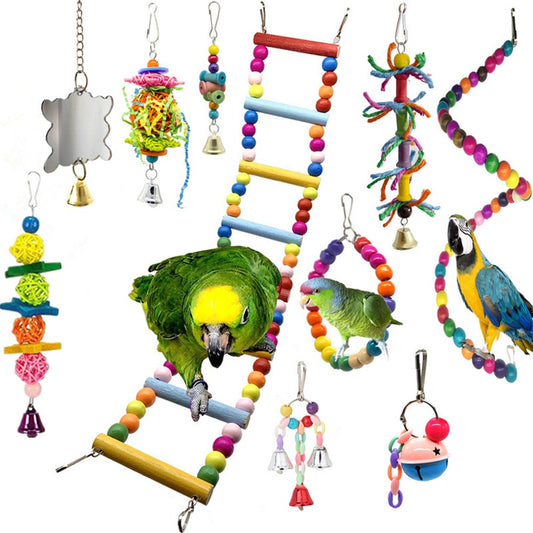 Set of 10pcs Bird Swing Chewing Toys Parrot Bell Toy for Parrot Budgie Cockatiel