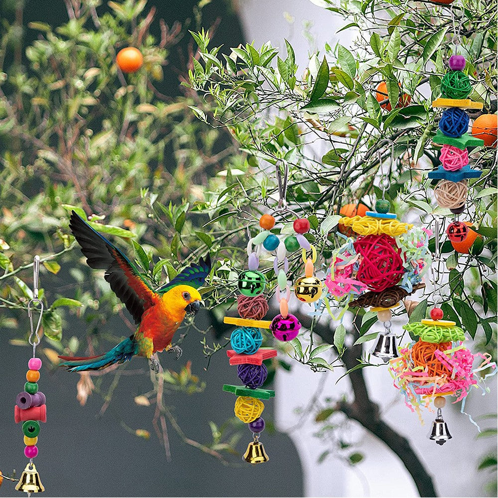 Set of 10pcs Bird Swing Chewing Toys Parrot Bell Toy for Parrot Budgie Cockatiel