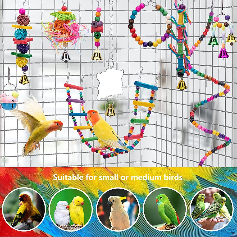 Set of 10pcs Bird Swing Chewing Toys Parrot Bell Toy for Parrot Budgie Cockatiel