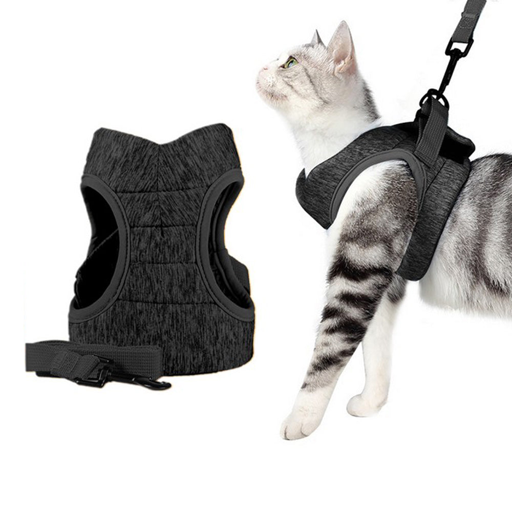 Pet Dog Harness Adjustable Cat Vest Harness Leash M Sizing Black