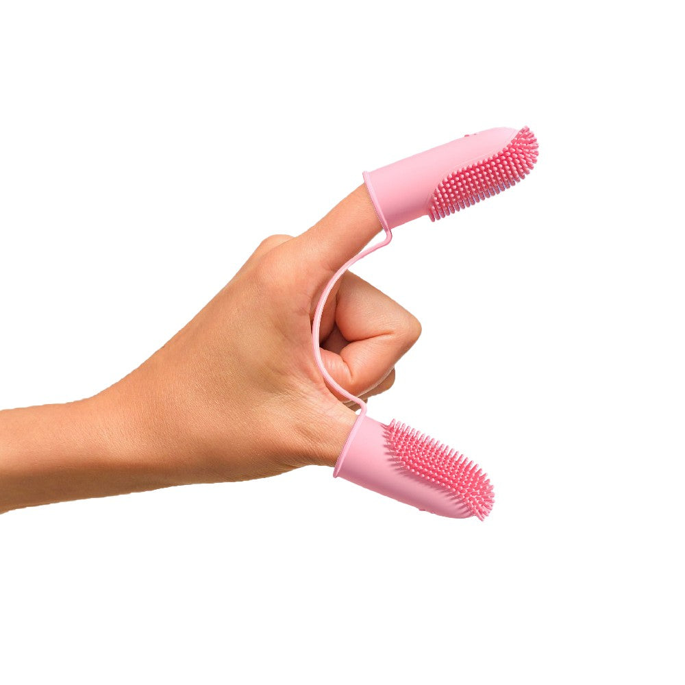 3Pcs Double-finger Pet Toothbrush Silicone Finger Cat Dog Tooth Brushing Kit