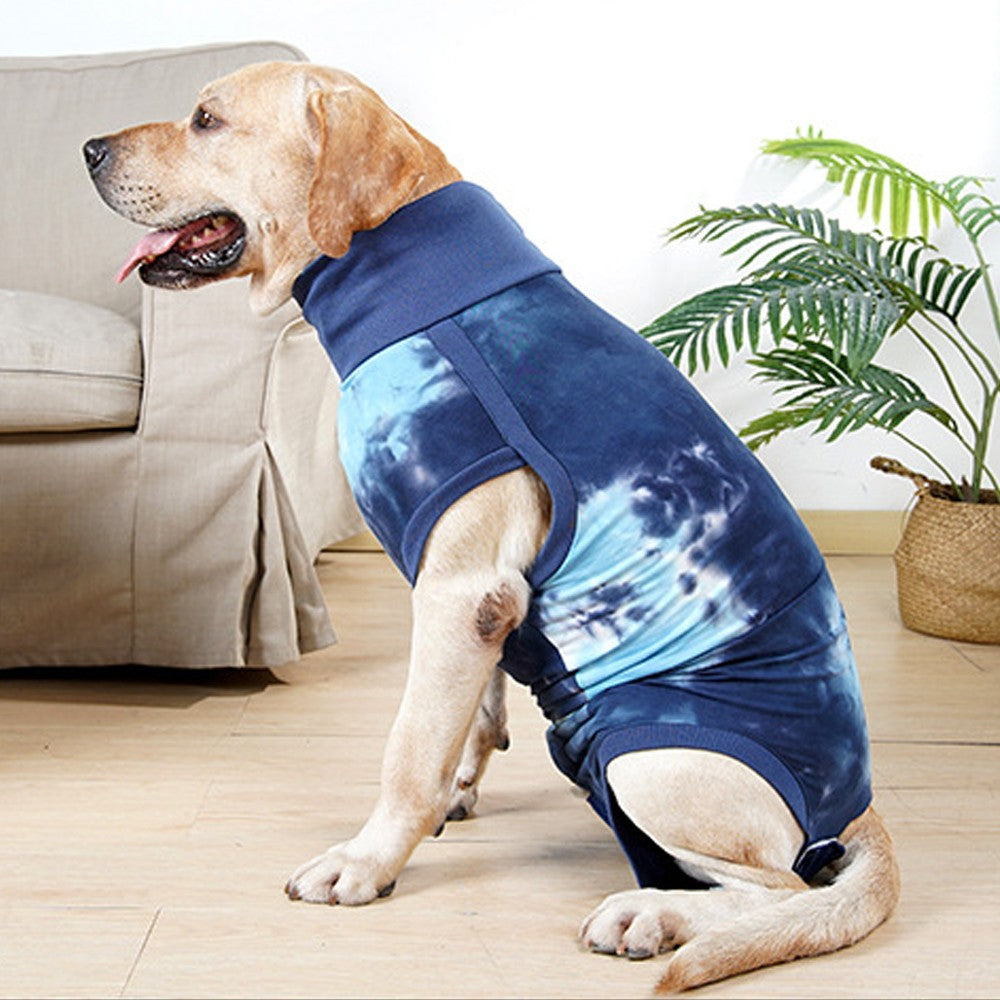 Dog Recovery Suit Pet Recovery Shirt Dog Abdominal Wounds Care Clothes - Blue XL