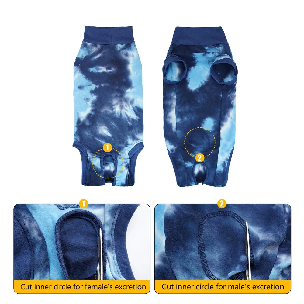 Dog Recovery Suit Pet Recovery Shirt Dog Abdominal Wounds Care Clothes - Blue L