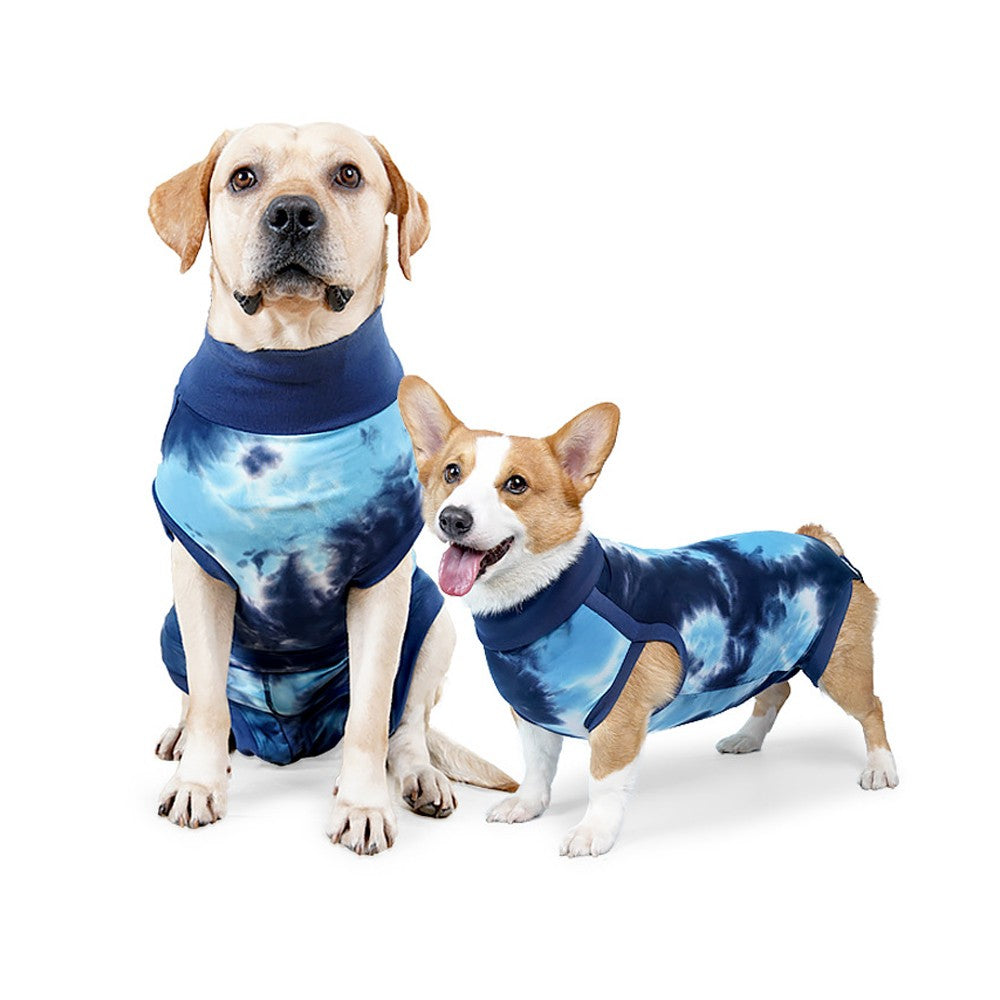 Dog Recovery Suit Pet Recovery Shirt Dog Abdominal Wounds Care Clothes - Blue XL
