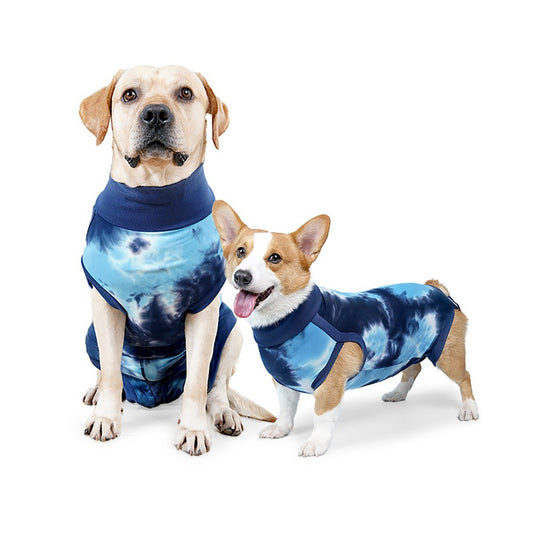 Dog Recovery Suit Pet Recovery Shirt Dog Abdominal Wounds Care Clothes - Blue XL