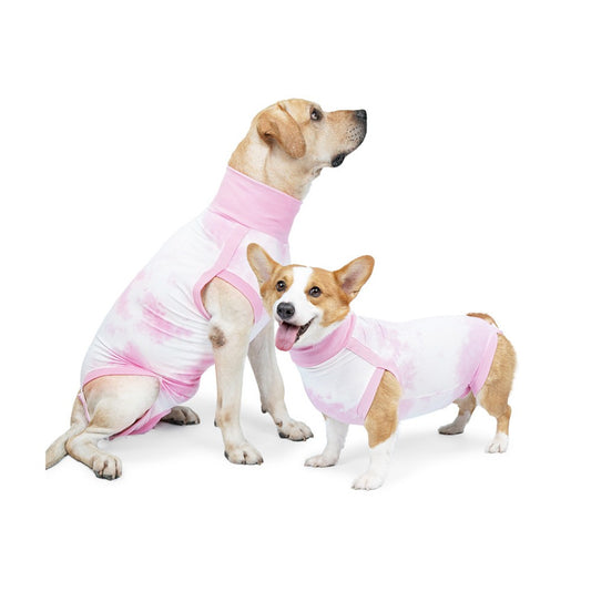 Dog Recovery Suit Pet Recovery Shirt Dog Abdominal Wounds Care Clothes - Pink M